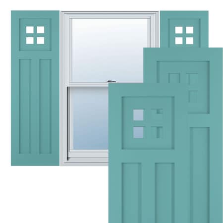 True Fit PVC San Antonio Mission Style Fixed Mount Shutters, Pure Turquoise, 12W X 71H